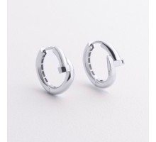 Сережки - кільця "Цвях" у білому золоті с09575