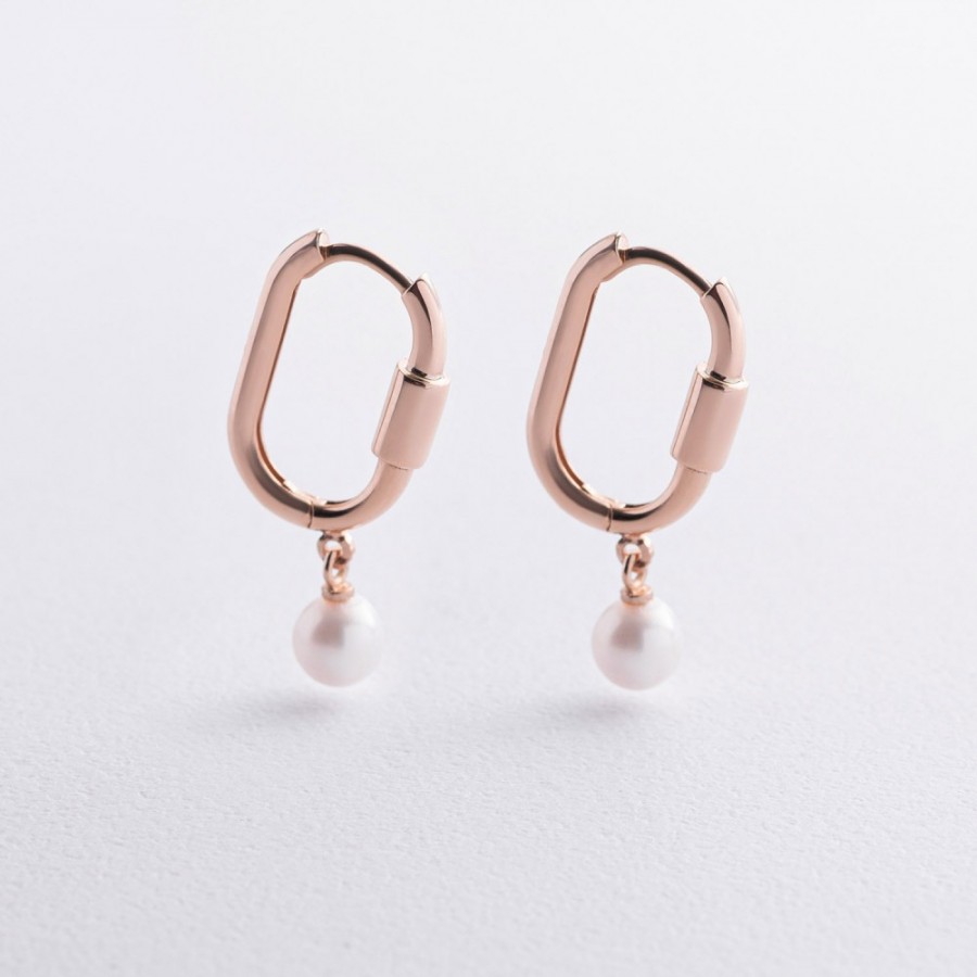 Серьги "Amelie" с жемчугом (красное золото) с09648