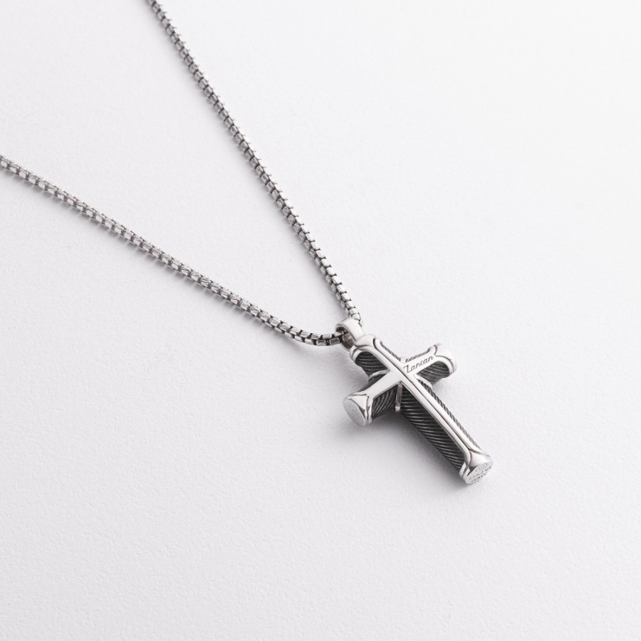 Серебряное мужское колье с крестиком Zancan EXC485