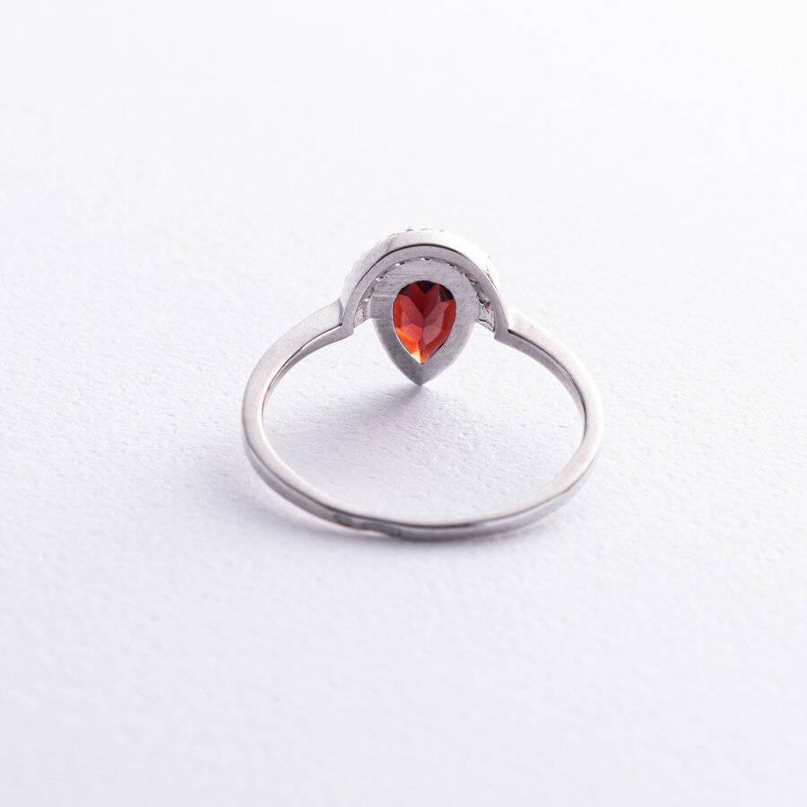 Двойное серебряное кольцо с пиропом и фианитами GS-01-004-4110