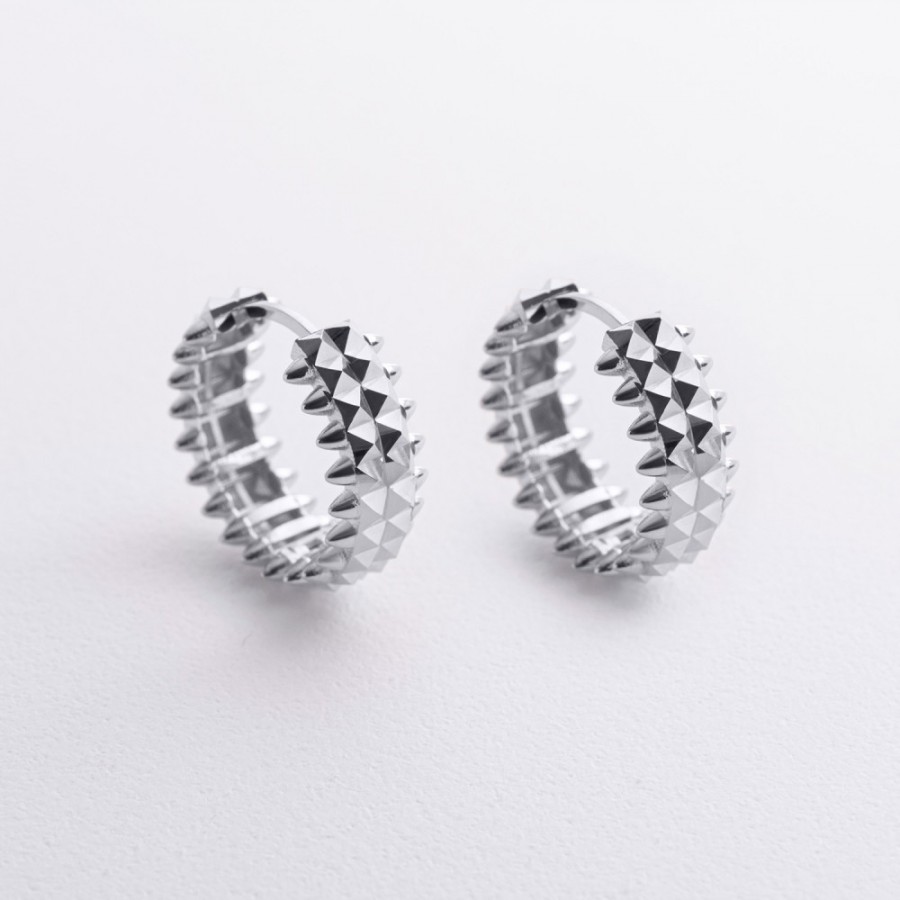 Серьги - кольца в белом золоте с09496