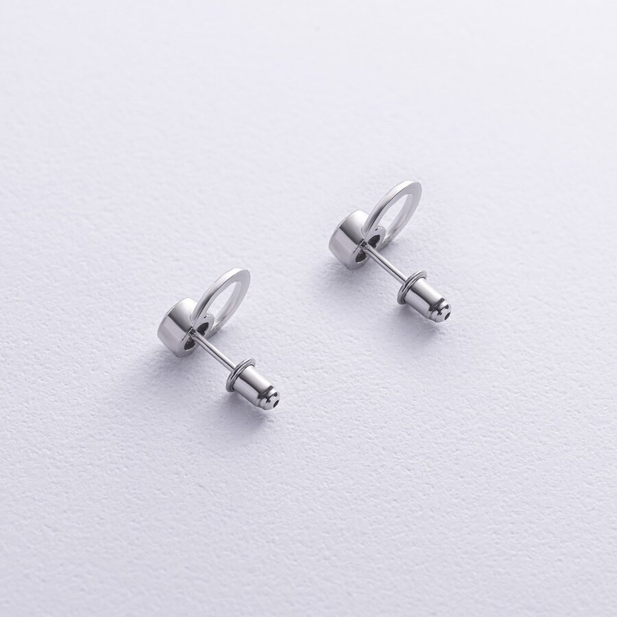 Срібні сережки - пусети "Ейпріл" з фіанітами 123278