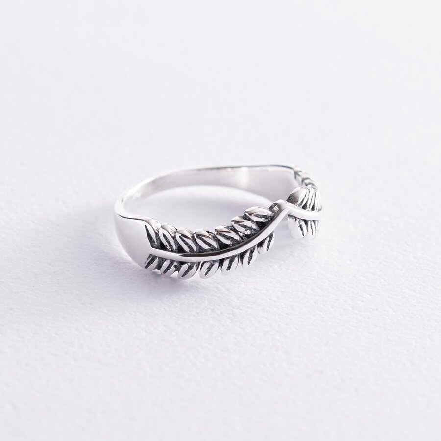 Серебряное кольцо "Веточки" (чернение) 112203