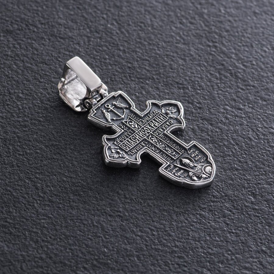 Срібний православний хрест (чорніння) 132735