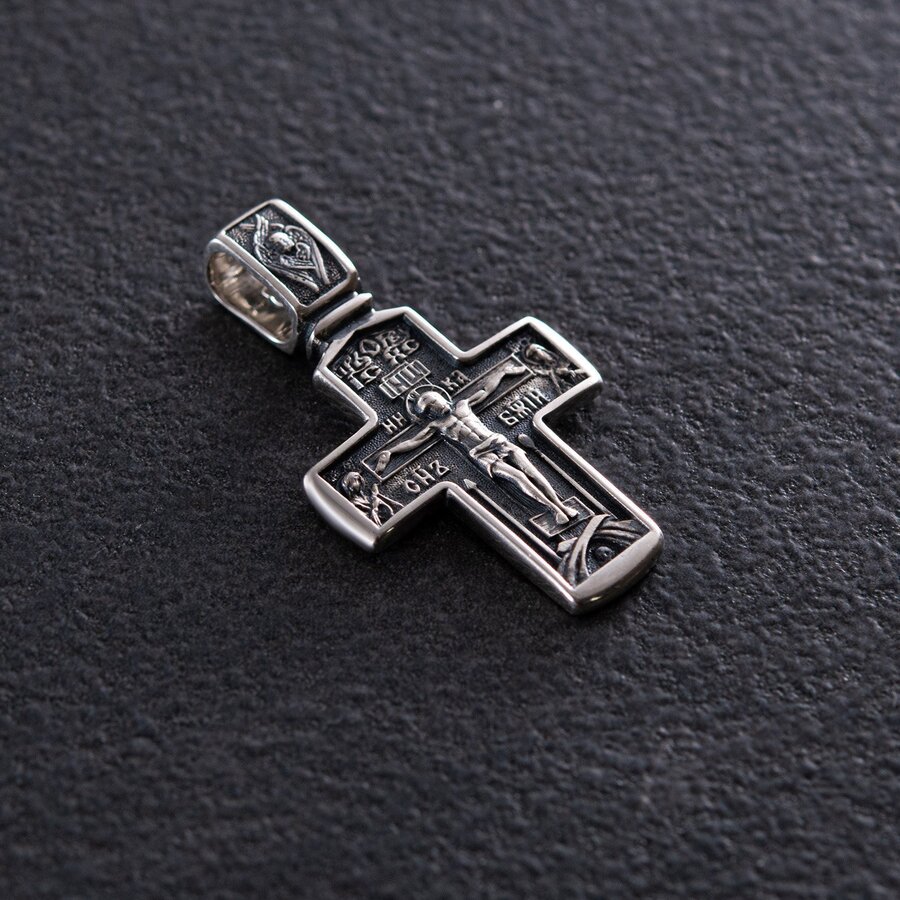 Серебряный крест "Распятие Христово. Деисус" (чернение) 132991