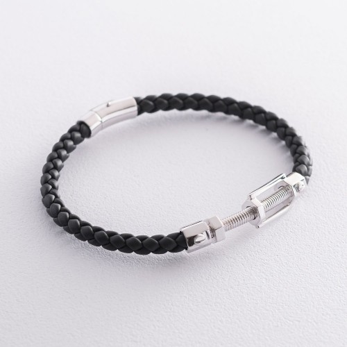 Каучуковый браслет из белого золота б03986