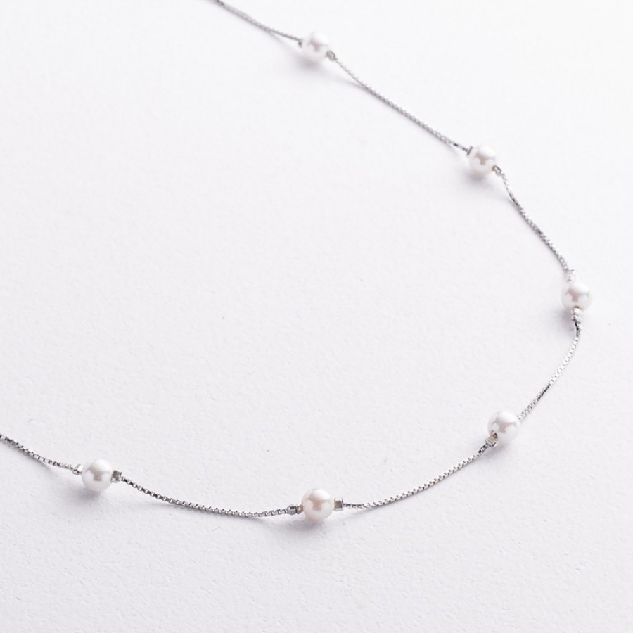 Серебряное колье с жемчугом 181377