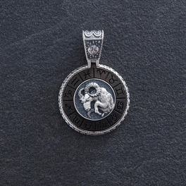 Срібний кулон "Знак зодіаку Овен" з ебеном 1041овен