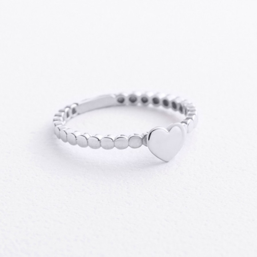 Кольцо "Сердечко" в белом золоте к08486