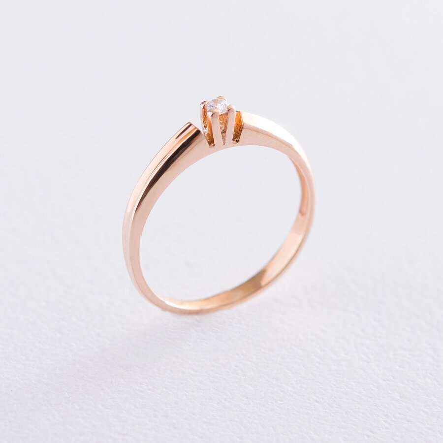 Золотое помолвочное кольцо с фианитом к05557