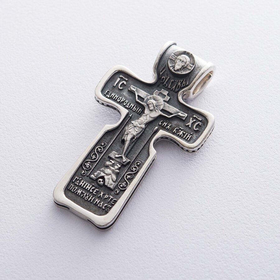 Серебряный крест с распятием (чернением) 132695