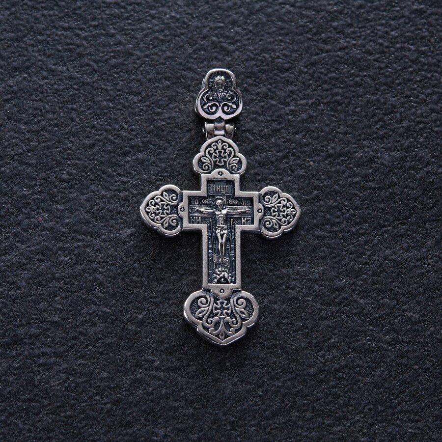Срібний православний хрест (чорніння) 132711