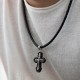 Срібний хрест "Розп'яття. Спаси і Збережи" з ебеновим деревом 631