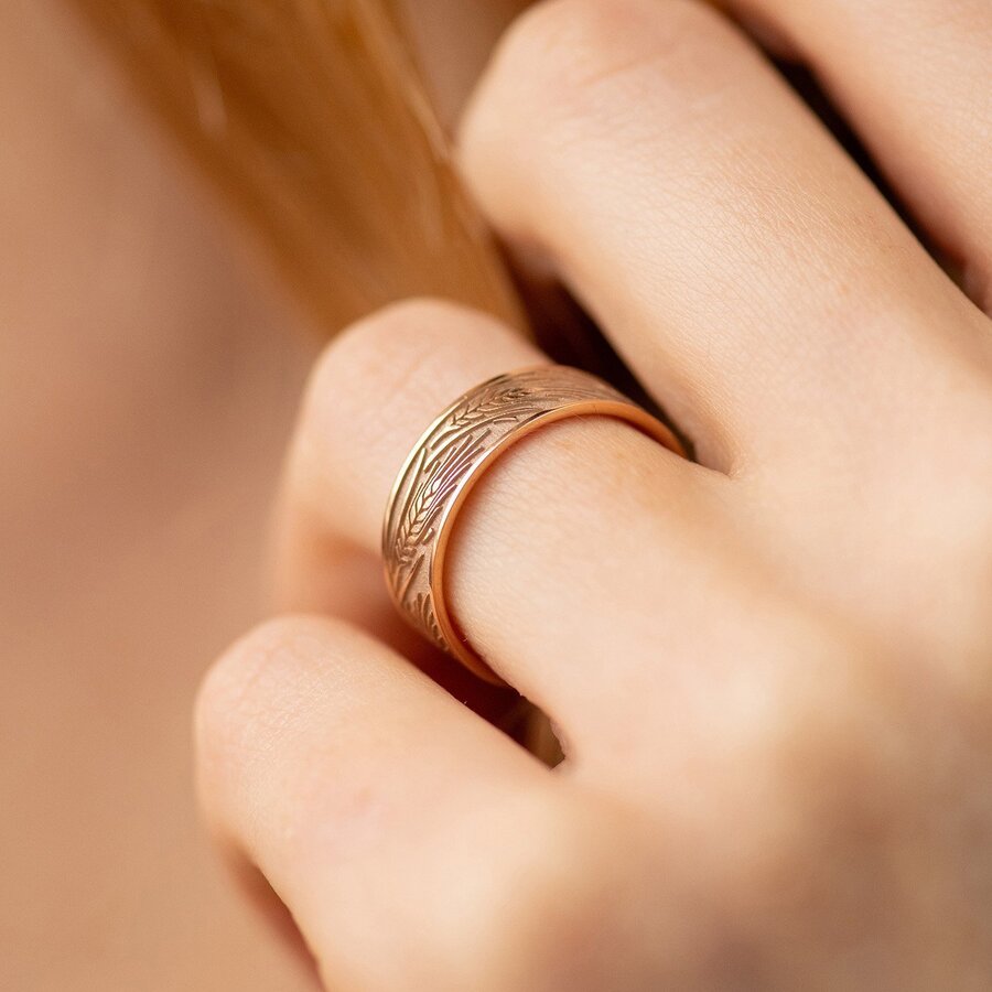 Обручальное кольцо "Колосок" в красном золоте 241281300