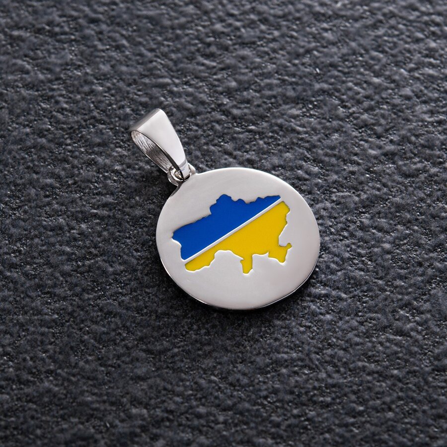 Срібна підвіска "Карта України" з емаллю 940п