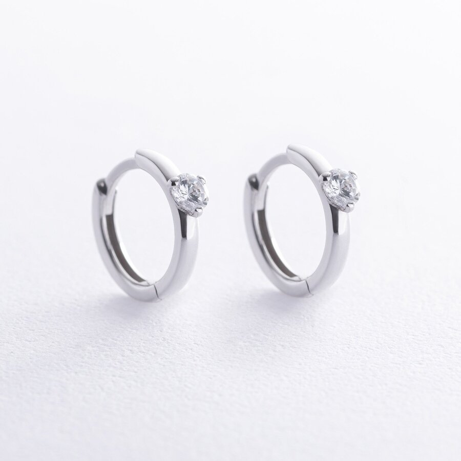 Серебряные серьги - кольца с фианитами OR111310