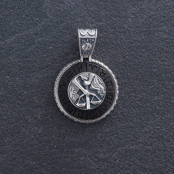 Срібний кулон "Знак зодіаку Терези" з ебеном 1041терези