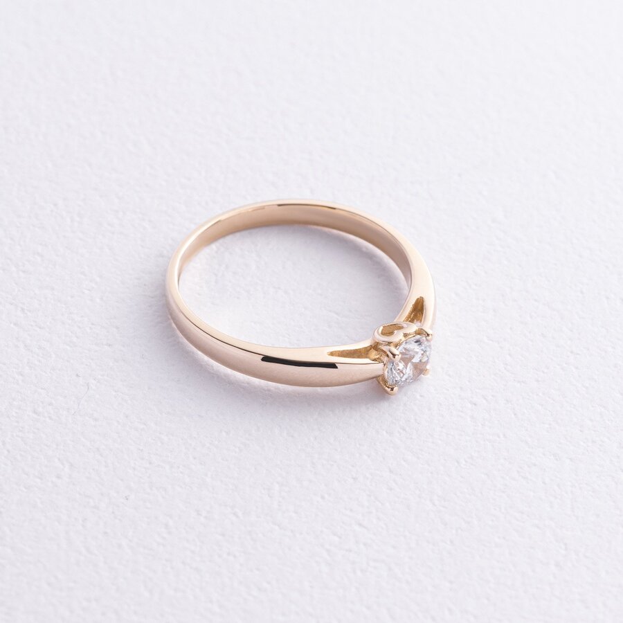 Помолвочное золотое кольцо "Сердце" (фианит) к08155