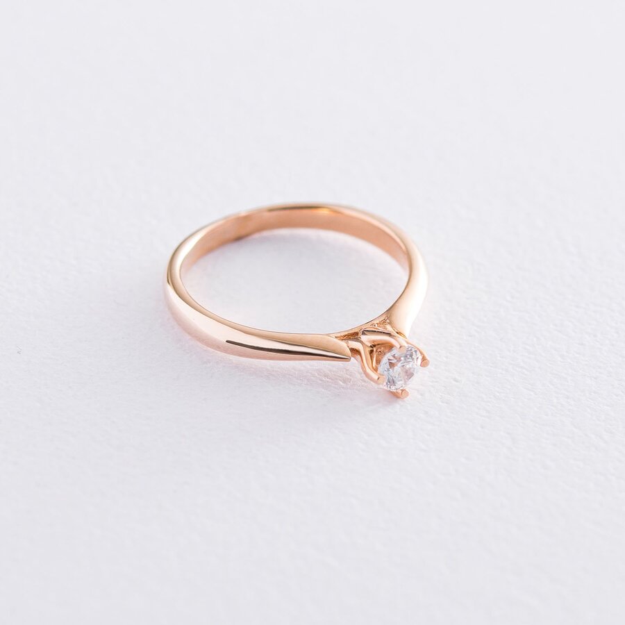 Золотое помолвочное кольцо с фианитом к06238