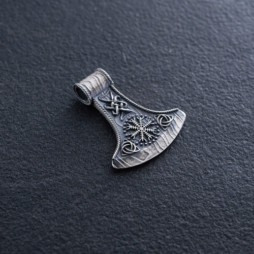 Серебряный кулон - топор "Шлем ужаса"  7044