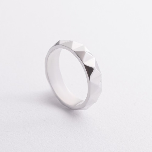 Кольцо "Ромбы" в белом золоте к08306