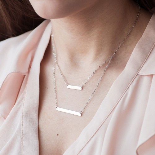 Серебряное двойное колье для гравировки 18999