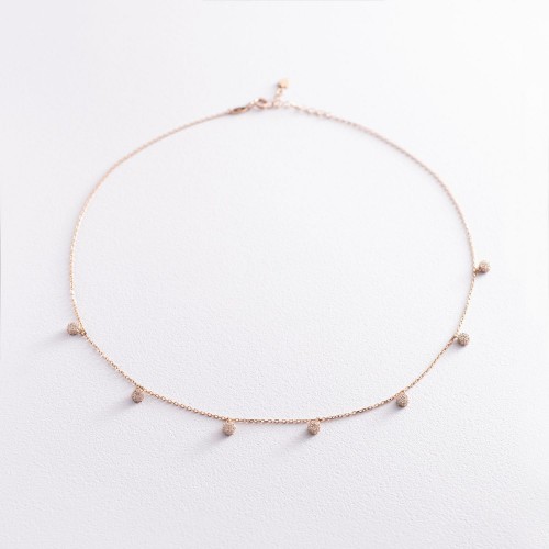 Кольє "Квіточки" з фіанітами (червоне золото) кол01758