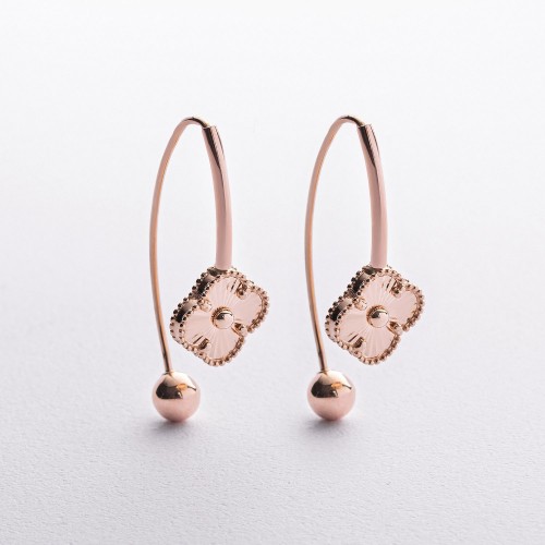 Серьги "Клевер" в красном золоте с09700