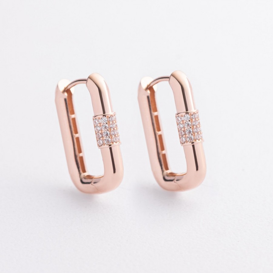 Серьги "Isabel" с фианитами (красное золото) с09525