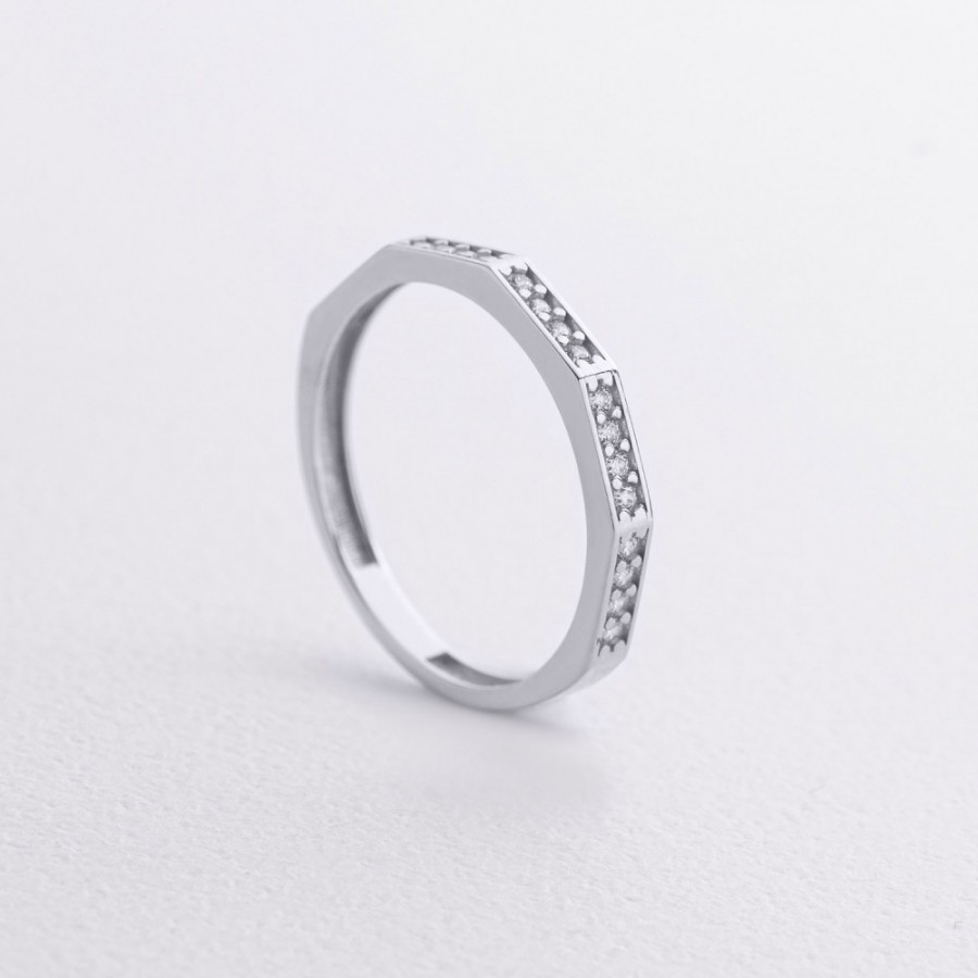 Каблучка "Далія" в білому золоті (фіаніти) к08053