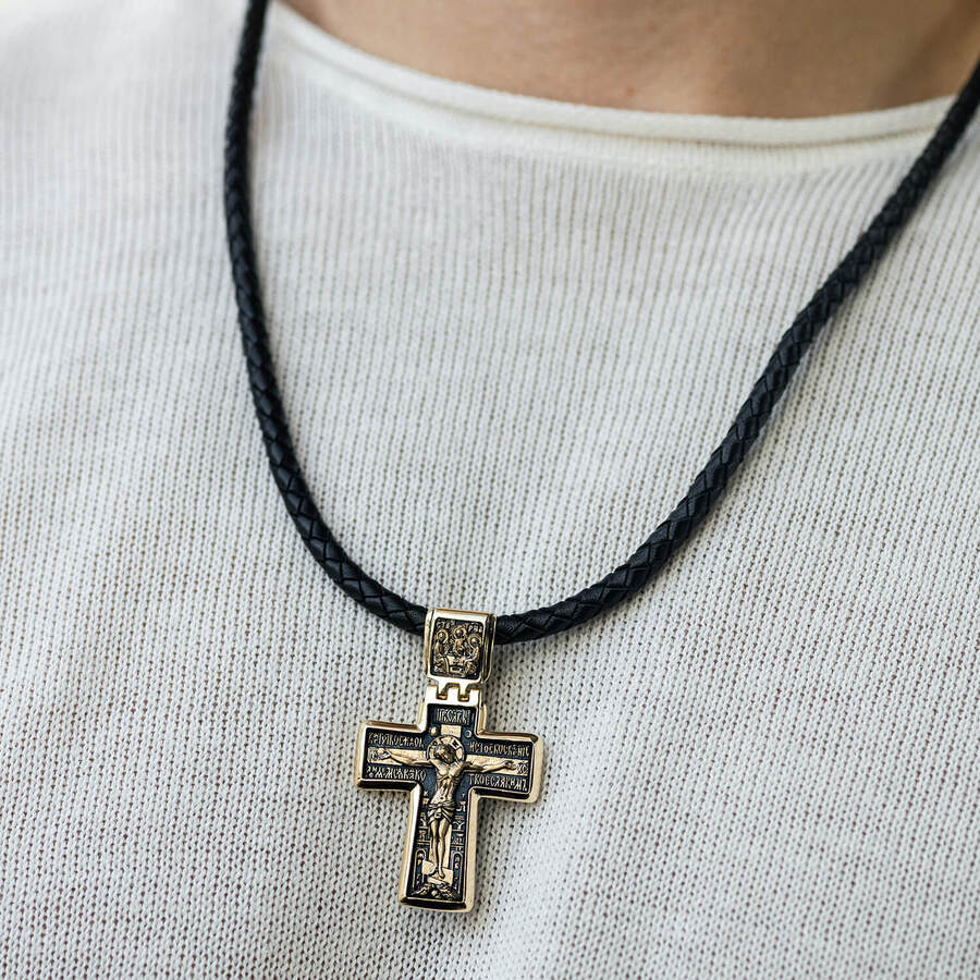 Православный крест "Распятие" (чернение) п03347