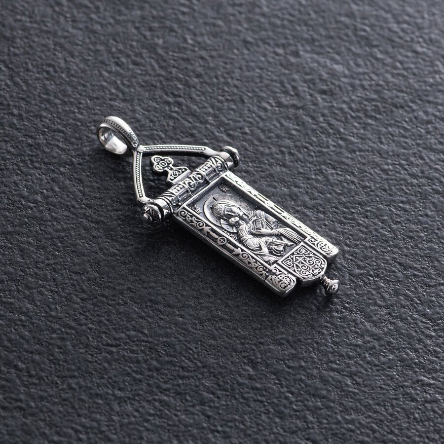 Серебряная ладанка "Божья матерь" с чернением 13602