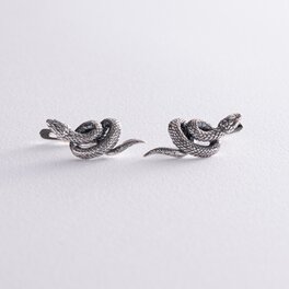 Срібні сережки "Змії" 123228