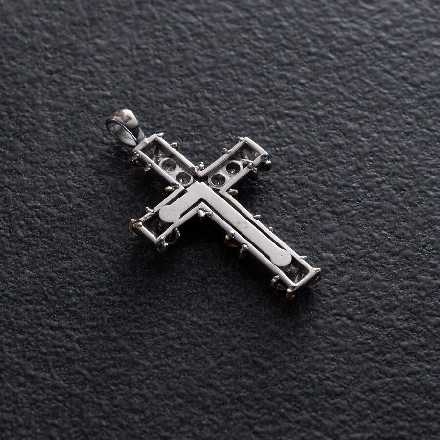 Срібний хрестик з фіанітами (позолота) 897
