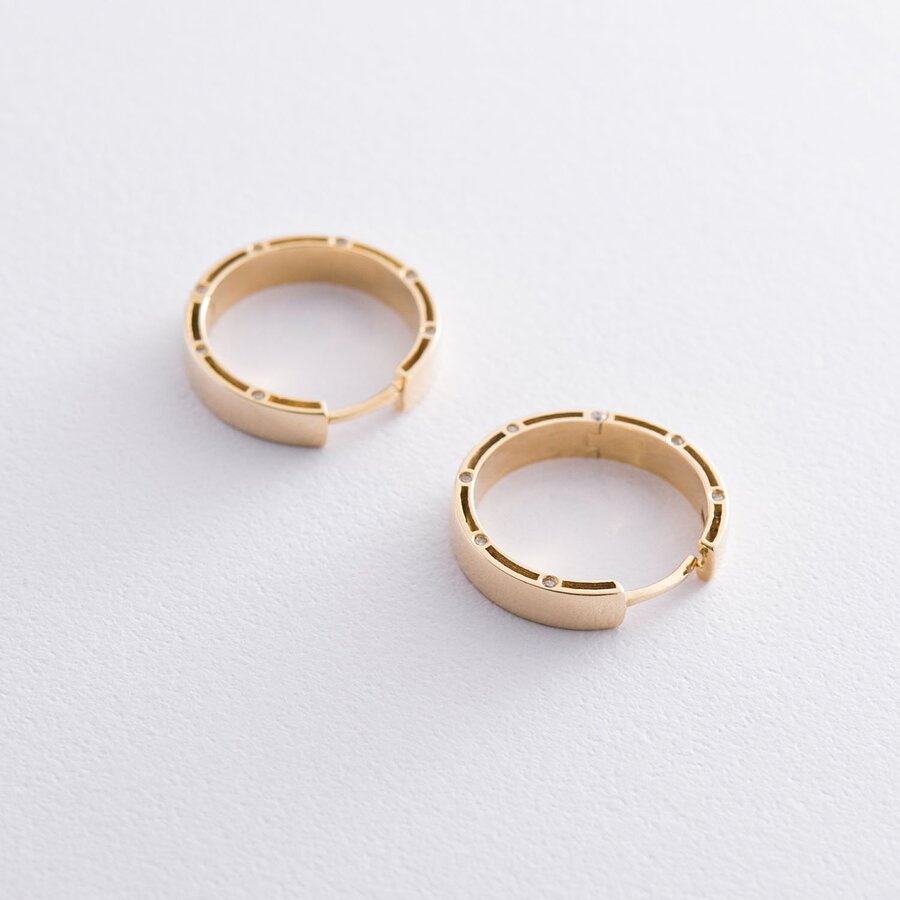Золотые серьги-кольца (фианиты), диаметр: 21 мм с05228