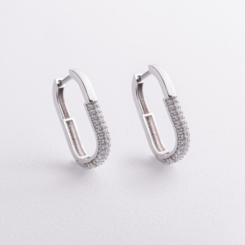 Золотые серьги с белыми фианитами  с09503 Золотые серьги с белыми фианитами  с09503