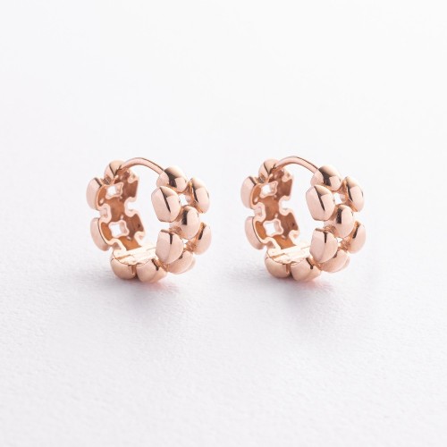 Серьги-конго с декоративными элементами в красном золоте с09791