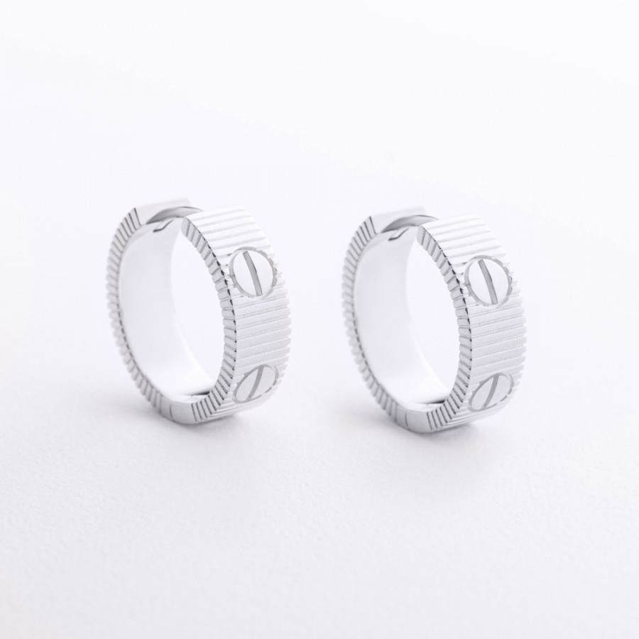 Серьги - кольца "Love" (белое золото) с09662