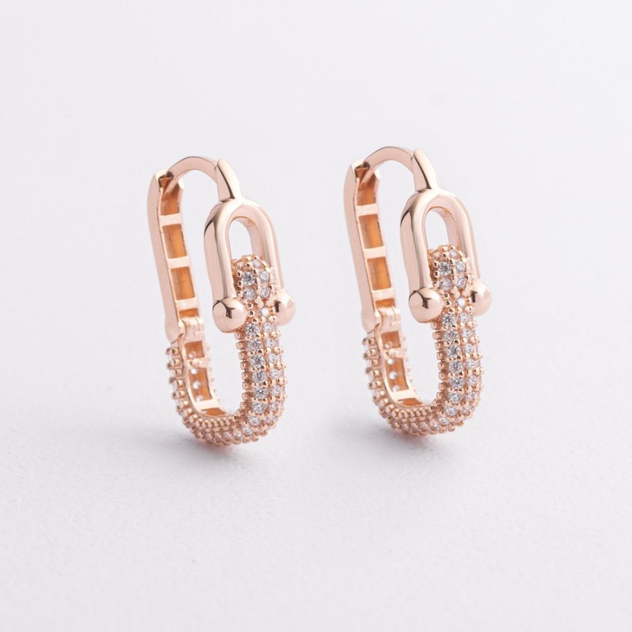 Серьги с фианитами (красное золото) с09594