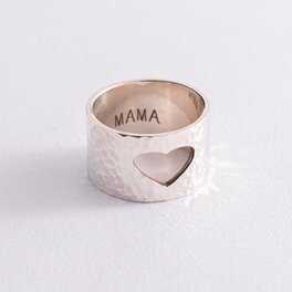 Широкое кольцо "Мама" в серебре 112206м