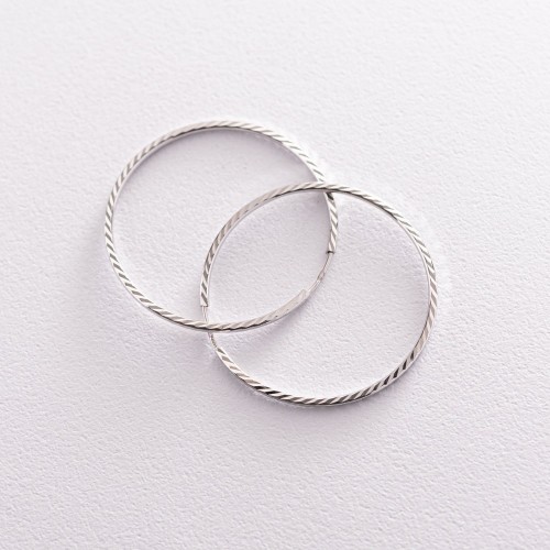 Серьги - кольца в белом золоте (3.9 см) с07150