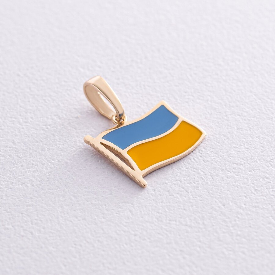 Підвіска "Прапор України" у жовтому золоті п03780