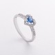 Серебряное кольцо "Сердечко" (топаз London Blue, куб. цирконий) 1924/1р-QLB