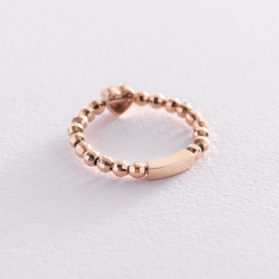 Золотое кольцо с сердечком (фианит) к06180