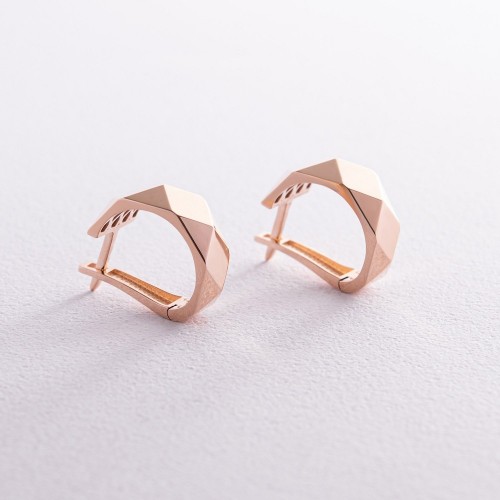 Сережки "Досконалість" у червоному золоті с08136