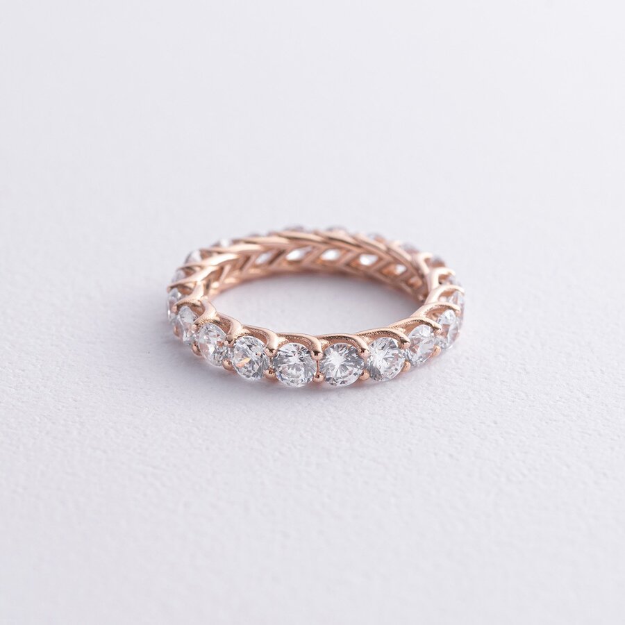 Золотое кольцо с дорожкой камней (фианиты) к08163