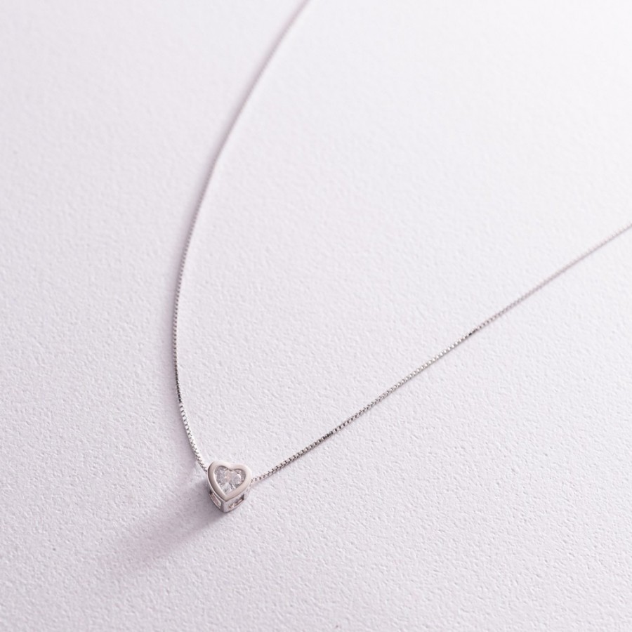 Серебряное колье "Сердечко" с фианитом 181170
