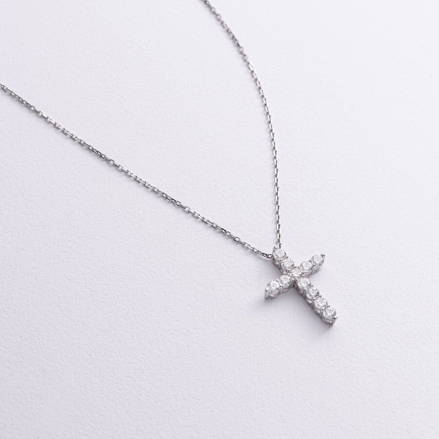 Кольє "Хрестик" у сріблі з фіанітами 1305