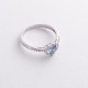 Серебряное кольцо "Сердечко" (топаз London Blue, куб. цирконий) 1924/1р-QLB