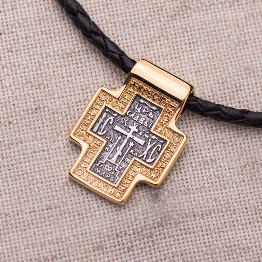 Серебряный крест с позолотой 132445